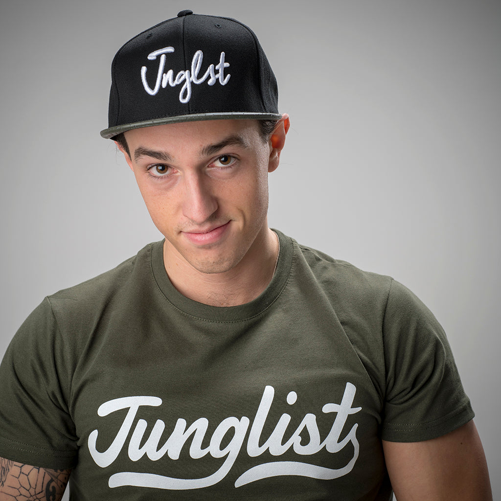 Olive Perforated Visor on Black Snapback with Junglist Logo