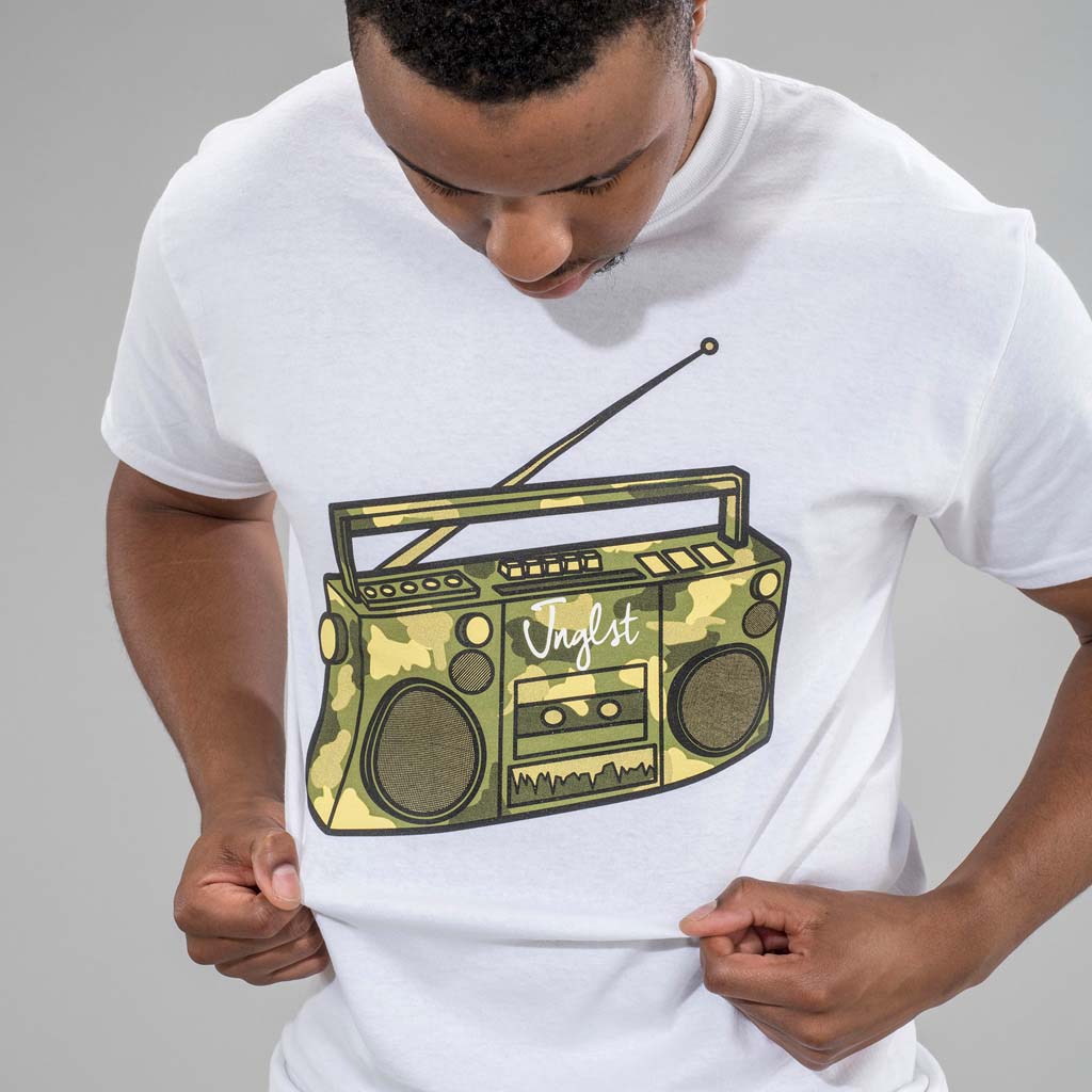 White Jnglst Clothing Ghetto Blaster