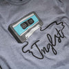 Grey Mixtape T-Shirt from Jnglst Clothing Close up