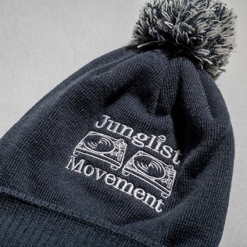 French Navy Junglist Movement Beanie Close up with Pom Pom's