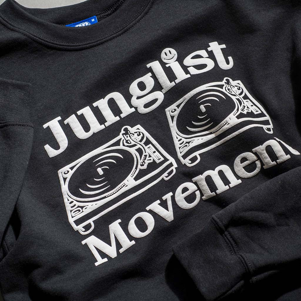 Junglist Movement Close up of Black Sweatshirt