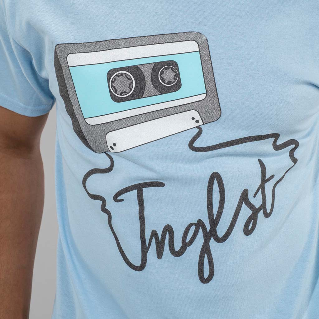 Light Blue Mixtape T-Shirt for Junglists close up