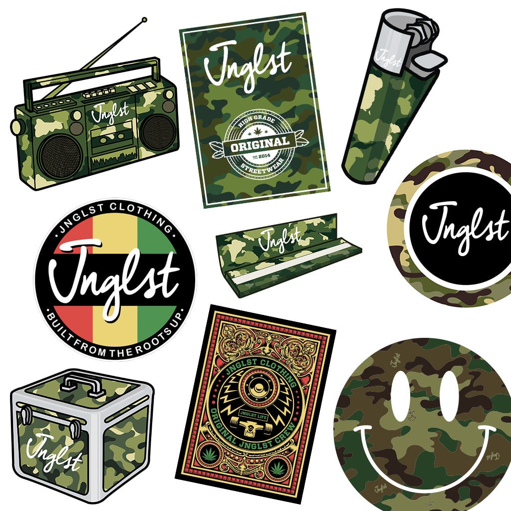 5 Mixed Jnglst Stickers