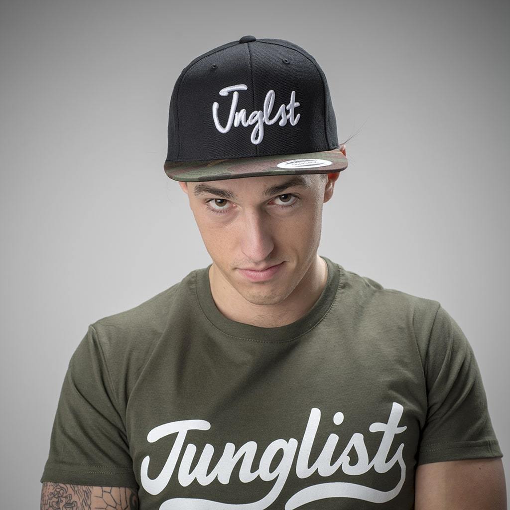 Black Junglist Snapback with Camo Peak for Drum and Bass Ravers