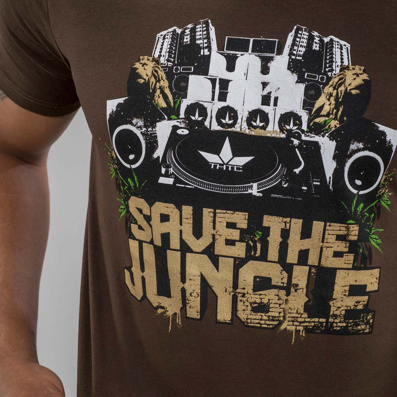 Brown and gold THTC Save The Jungle T Shirt