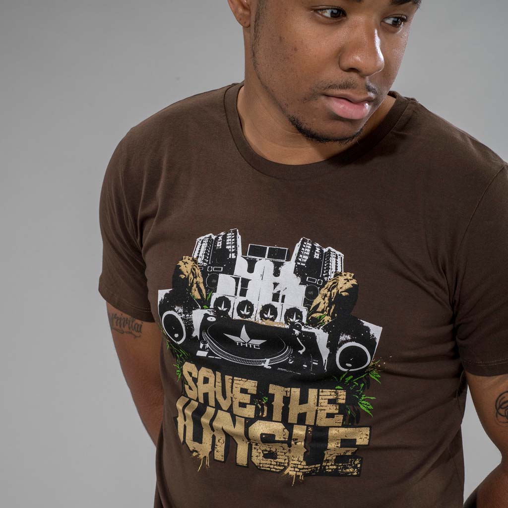 Close up of Brown THTC Save the Jungle T-Shirt