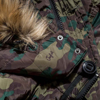 Close up of Faux Fur Hood and Camo on our Winter Parka