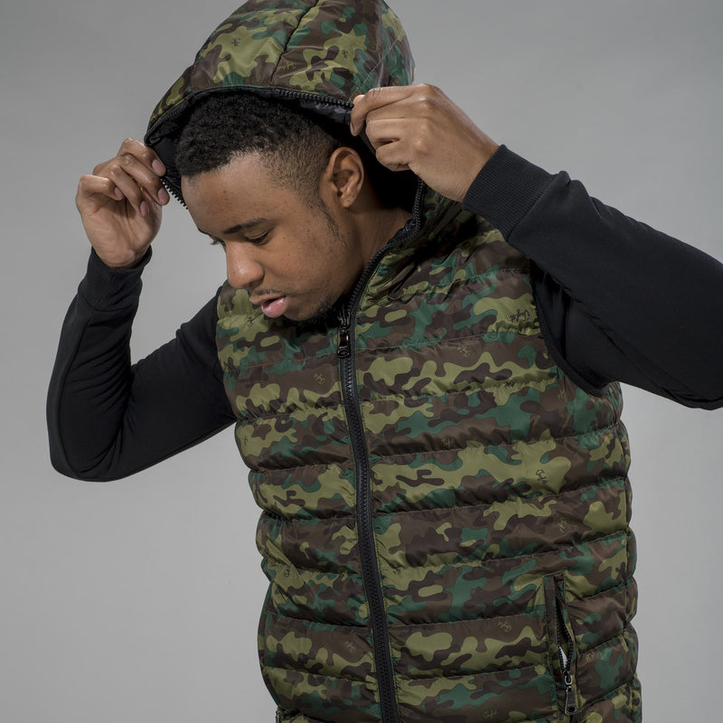 Camo Body Warmer with Hood