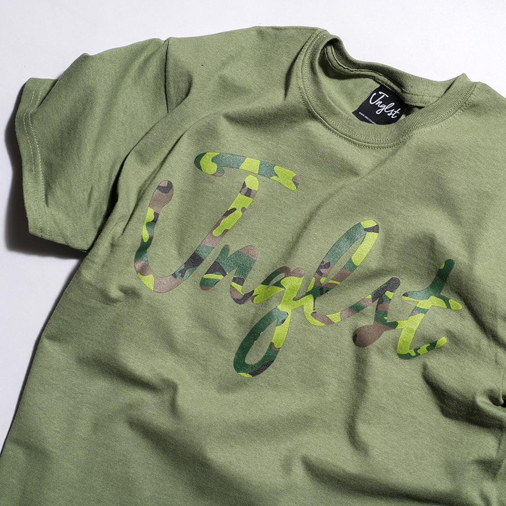 Green Junglist Script T Shirt by Jnglst Clothing