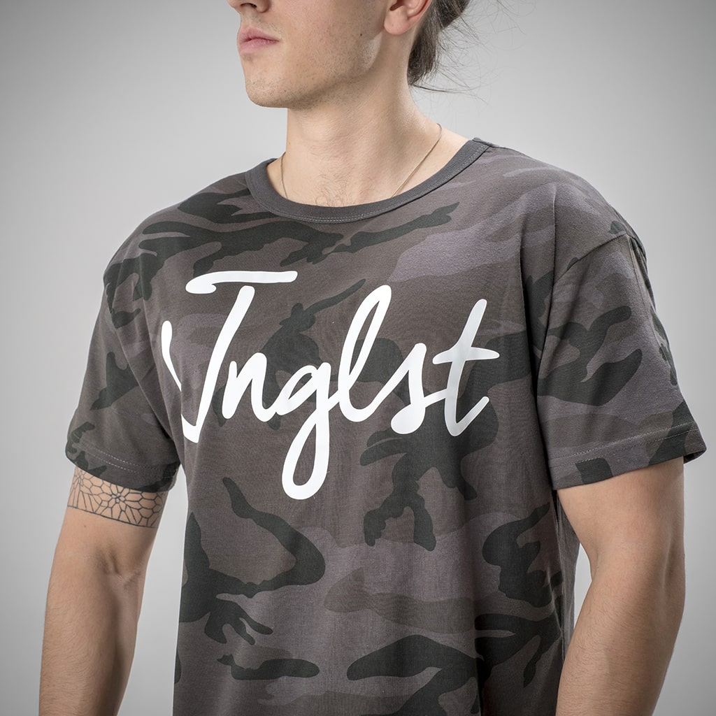 Dark Camo T-Shirt with Junglist Network Logo on the Front