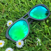 Green Lense Dark Bamboo Sunglasses