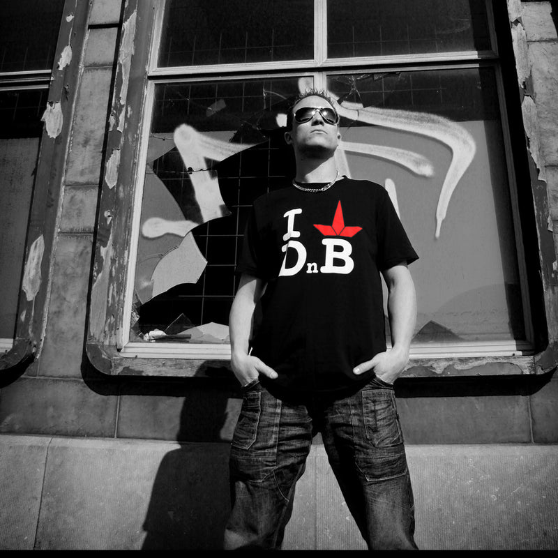 DJ Wearing THTC I Love DNB T-Shirt