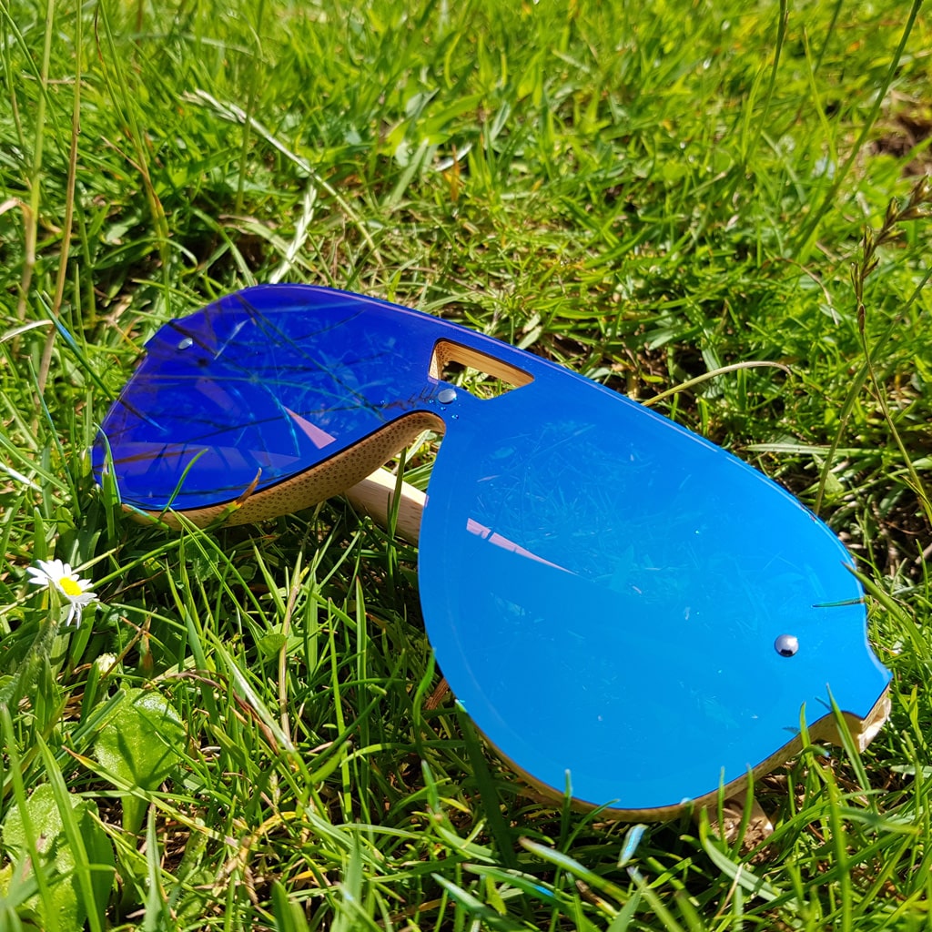 Blue Lensed Future Junglist Bamboo Sunglasses