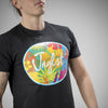Hawaiian Flowers Jnglst Clothing Design on a Black Tee