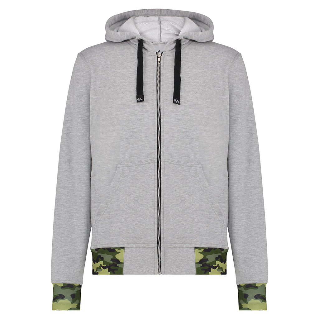 JNGLST Grey Zip Hoodie with back print