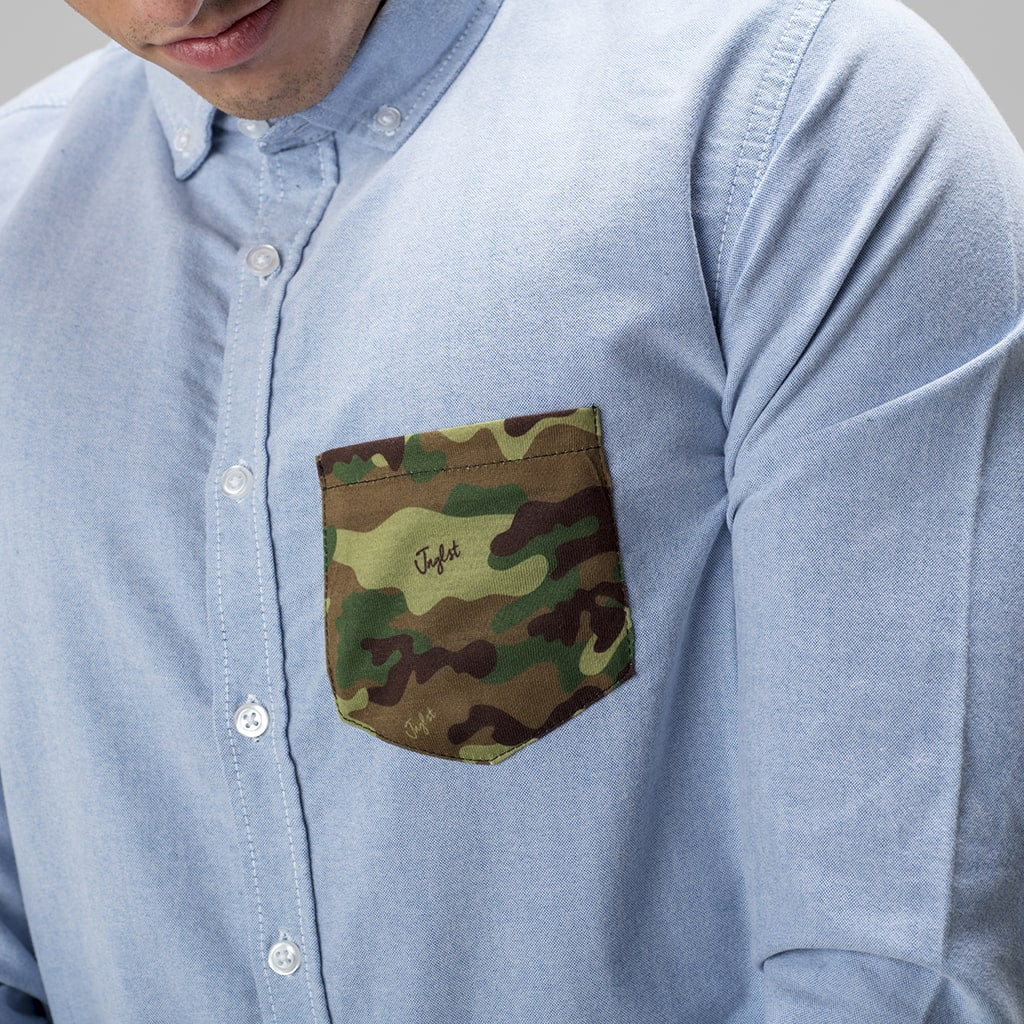 Camo Pocket on Long Sleeve Button Shirt