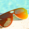 Junglist Network Bamboo Sunglasses With Orange Lenses And Bamboo Eco Carry Case