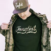 Junglist Script Remix Camo On A Black T Shirt