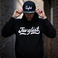 Black Junglist Hoody with Junglist Script Remix design on the Front