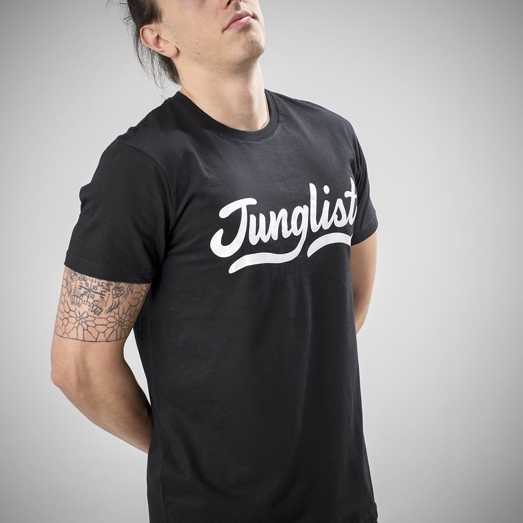 Black Junglist T-Shirt with Vowels
