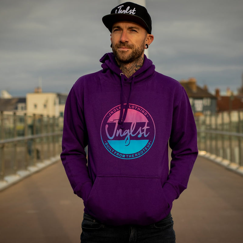 Purple Streetwear Hoodie for Junglists With Fader Design On The Front