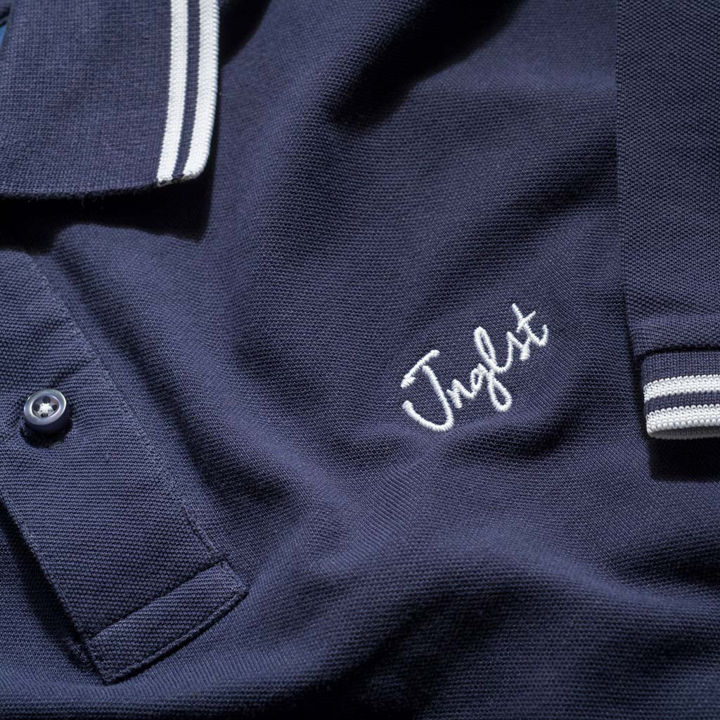 Navy Junglist Polo Shirt Close up