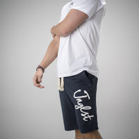 Junglist Navy Shorts with White Drawstring