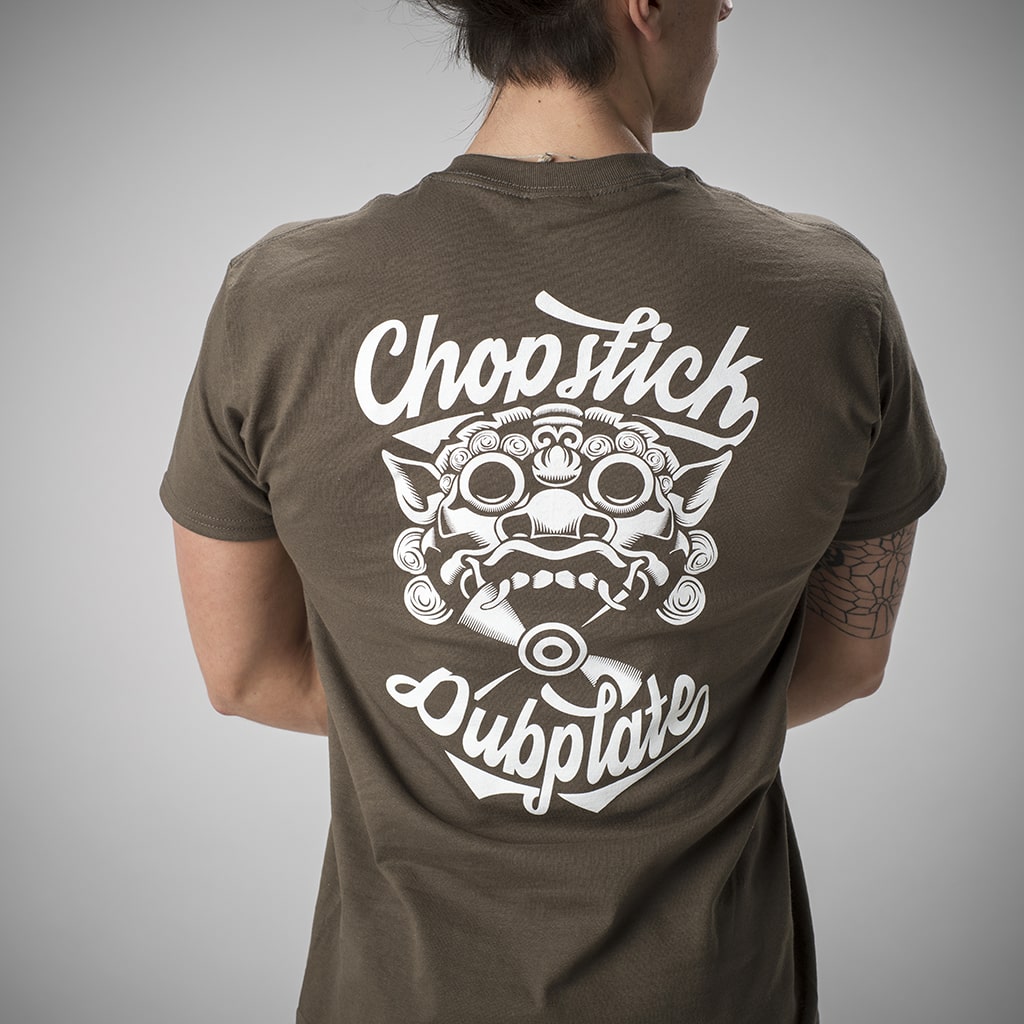 Olive Chopstick Dubplate T-Shirt Back Print