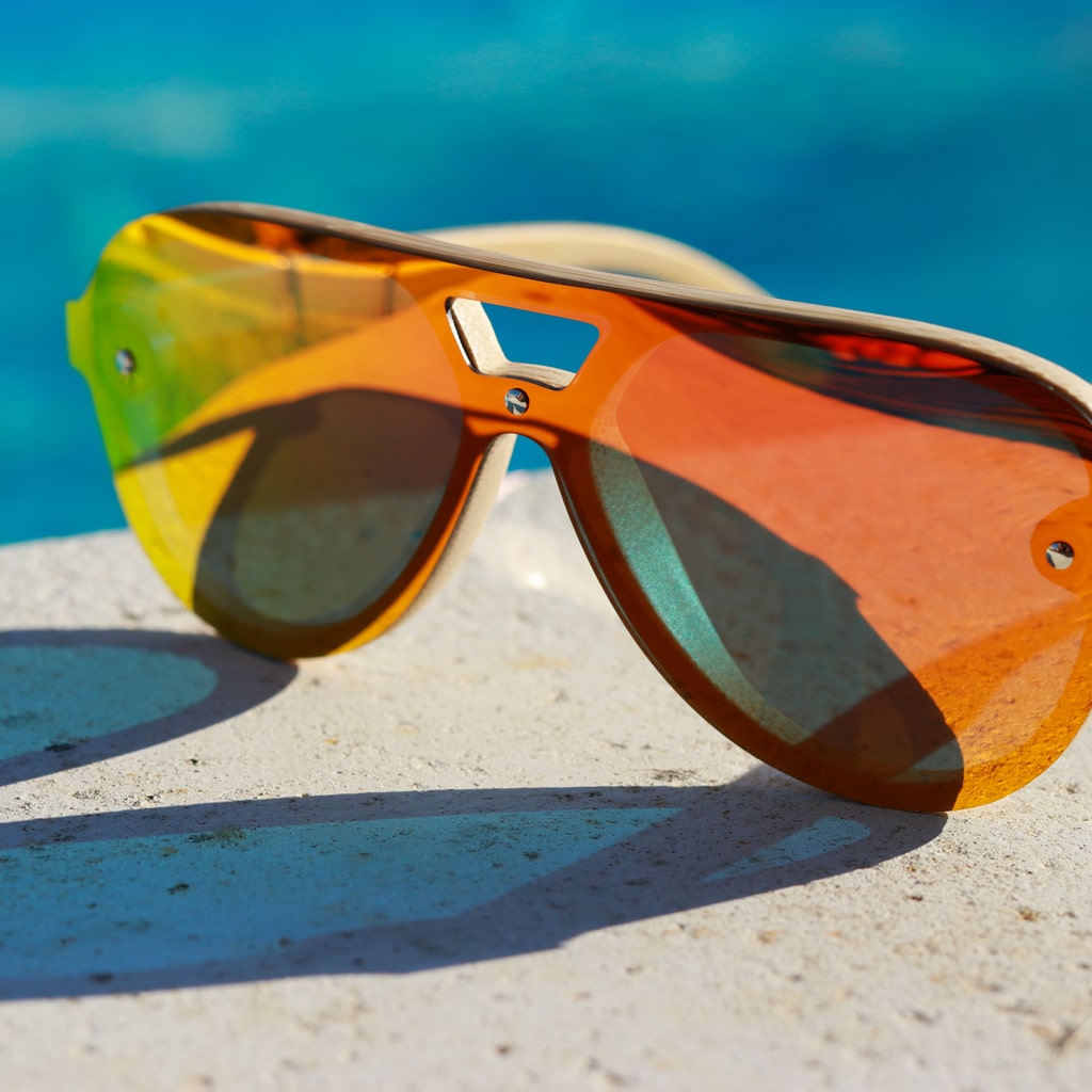 Orange Lens Bamboo Sunglasses For Junglists