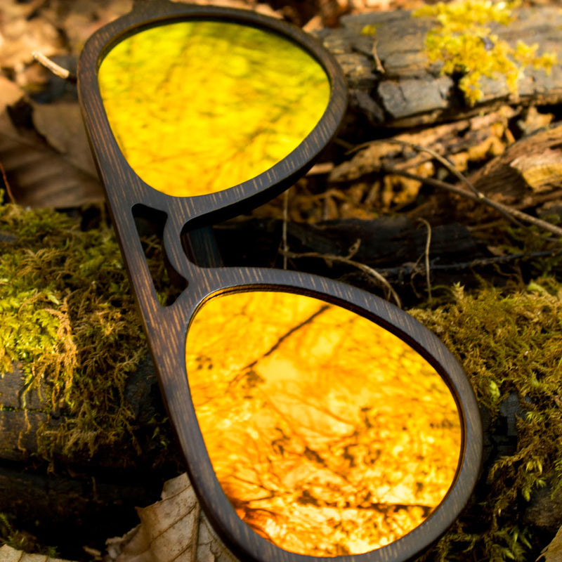 Junglist Bamboo Sunglasses with Orange Lense