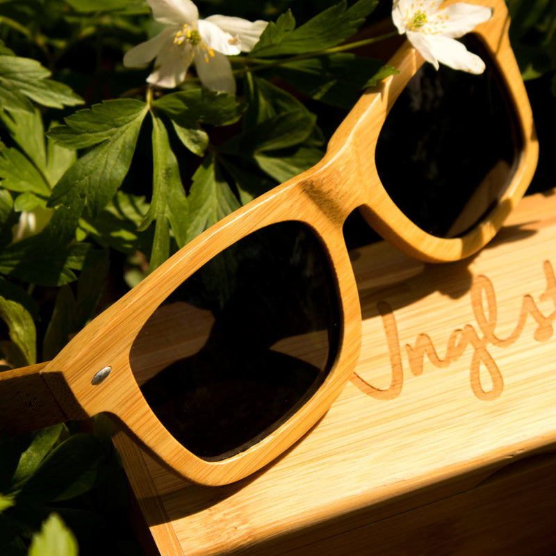 Junglist Sunglasses with grey lense made from Bamboo