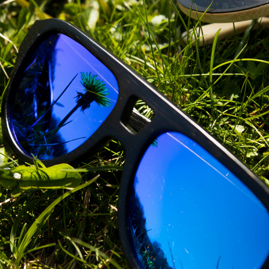 Blue Bamboo Sunglasses in Dark Bamboo